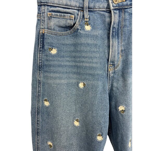Hollister Ultra High Rise Mom Jeans 3 26 X 27Embroidery Flower Denim Zip EUC - Picture 3 of 9